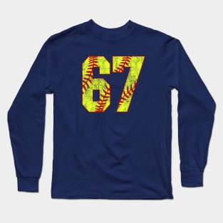 Fastpitch Softball Number 67 #67 Softball Shirt Jersey Uniform Favorite Player Biggest Fan Long Sleeve T-Shirt